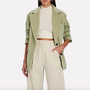 Apparis Celine Single Breasted Faux Wool Coat Blazer Green Womens Size XS